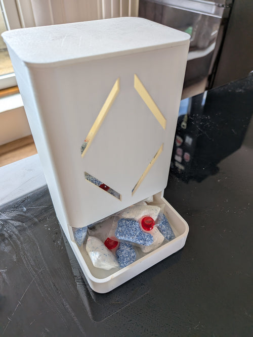Under Sink Dishwasher Pod Holder | Gravity Fed Organizer